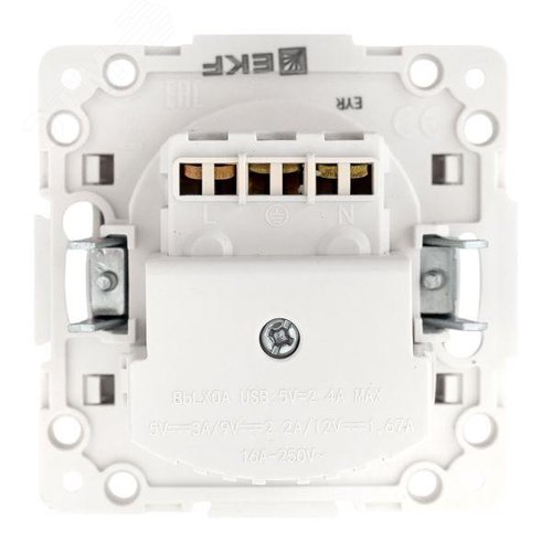 Стокгольм Механизм Розетки 1-местной с/з, USB A+C 16А винтовые клеммы белый с защ. штор. EKF - фото 3