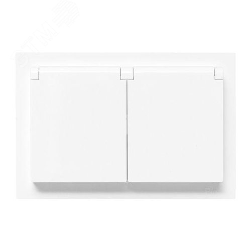 Эпика Механизм розетки двойной 16А IP44 с заземлением со шторками с рамкой с крышками белый EKF - фото 3