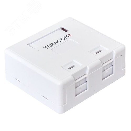 Корпус настенной розетки TERACOM PRO на 2 модуля Keystone со шторками и маркерами белый - фото 6