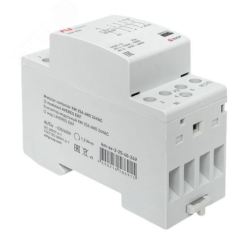 Контактор модульный КМ 25А 4NO 24VAC (2 мод.) AVERES - фото 9