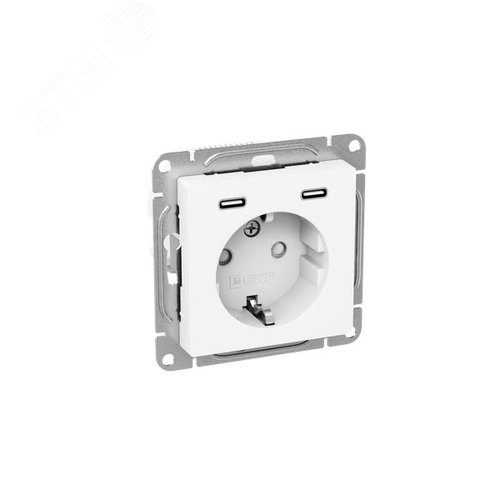 Эпика Механизм розетки с USB-C - 2шт 16А с заземлением со шторками белый EKF - фото 2