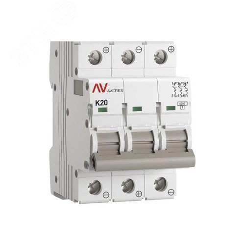 Выключатель автоматический AV-6 DC 3P 20A (K) 6kA AVERES - фото 1