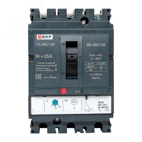 Изображение товара Выключатель автоматический ВА-99C (Compact NS) 160/25А 3P 35кА PROxima (шт)