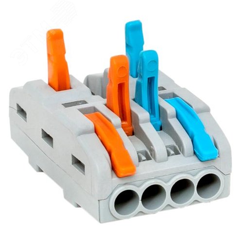 Строительно-монтажная клемма СМК 222-424 разветвительная 4 выхода 0,08-4 мм2 EKF - фото 3