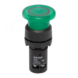 Кнопка SW2C-10MD гриб зеленая с подсветкой - фото 1