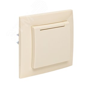 Валенсия розетка 1-местная с/з 16А кремова с крышкой и защ. штор. - фото 4