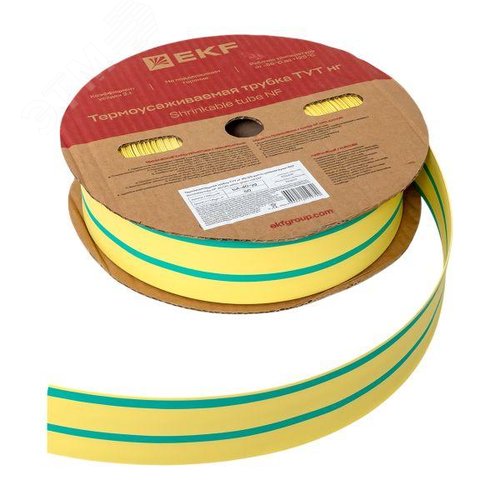 Трубка термоусаживаемая ТУТ нг 40/20 жел-зел рулон PROxima - фото 4