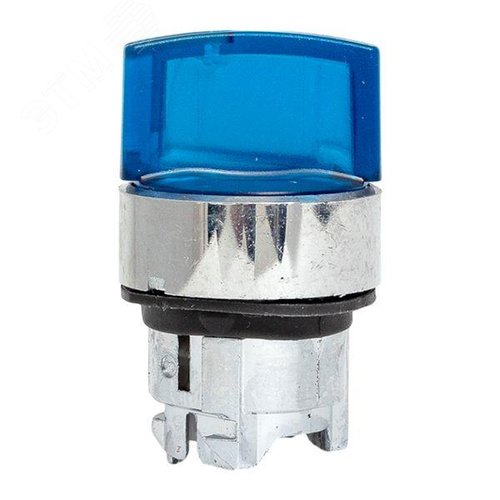 Исполнительный механизм переключателя ХB4 синий на 2 положения возвратный без фиксации, с подсветкой с короткой ручкойой IP65 - фото 6