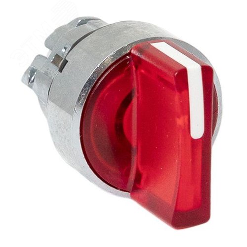 Исполнительный механизм переключателя S4 красный на 2 положения возвратный без фиксации, с подсветкой с короткой ручкой IP65 - фото 1