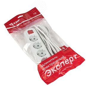 Удлинитель Эксперт 4 гнезда 3 метра 16А/3,0кВт с выключателем и заземлением ПВС 3х1 - фото 3