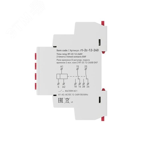 Реле времени (2 регулируемых порога времени, 2 исполнительных контакта) RT-2C 12-240В PROxima - фото 6