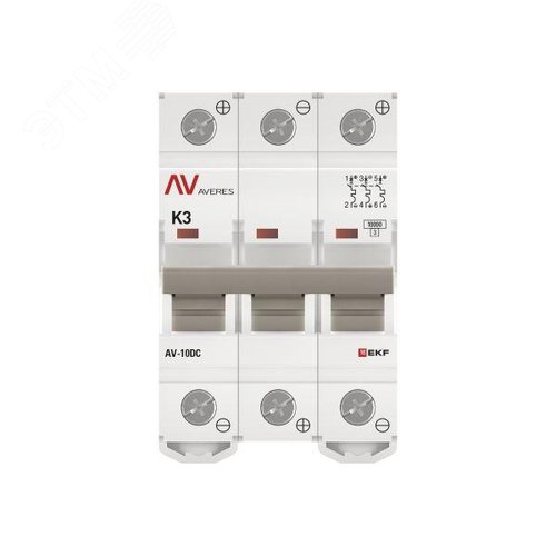 Выключатель автоматический AV-10 DC 3P 3A (K) 10kA AVERES - фото 4