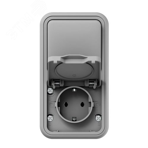 Блок: розетка и выключатель, одноклавишный, проходной ОП, винтовые клеммы серый, Бронто EKF - фото 4