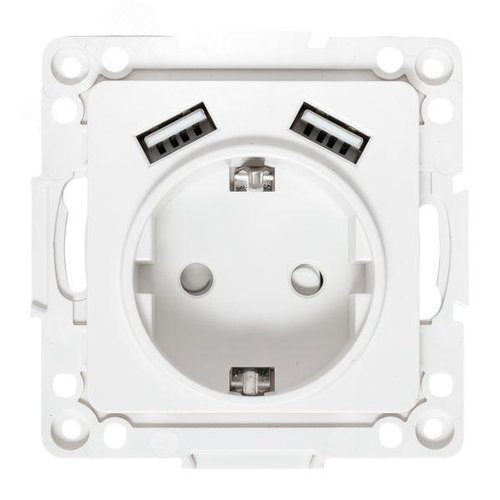 Стокгольм Механизм Розетки 1-местной с/з, USB 2A 16А винтовые клеммы белый с защ. штор. EKF - фото 9