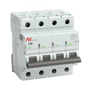 Выключатель автоматический AV-10 4P 10A (C) 10kA AVERES - фото 1