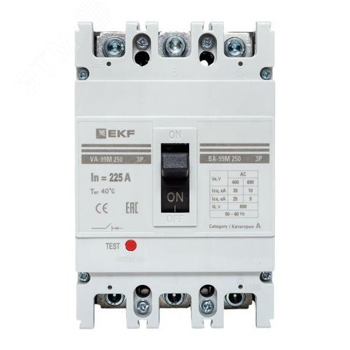 Изображение товара Выключатель автоматический ВА-225А 35кА ВА-99m/250 3 полюса (шт)