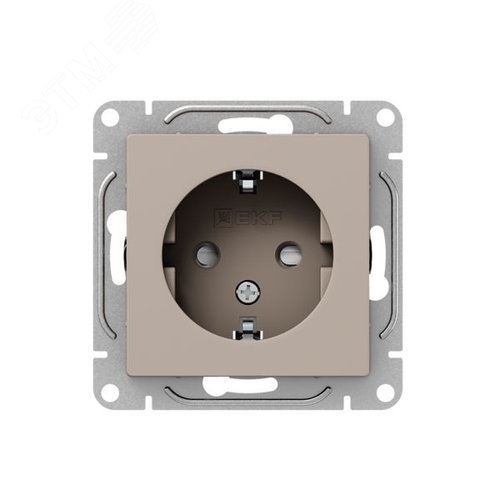 Механизм розетки  16А  с заземлением  со шторками  кремовый Эпика EKF - фото 1