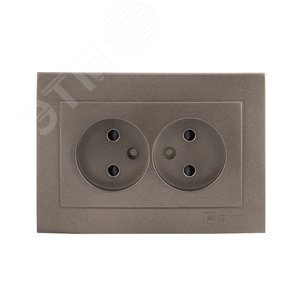 Валенсия лицевая панель розетка 2-местной б/з 10А графит с защ. штор. - фото 1