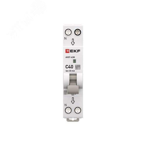 Дифференциальный автомат Автоматический выключатель дифференциального тока АВДТ-63М 40А/30мА (1мод, хар. C, электронный, тип A) 6кА PROxima - фото 3