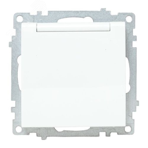 Валенсия Механизм розетки 1-местной с/з 16А белая с крышкой и защ. штор. IP44 EKF - фото 1