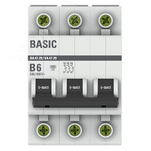 Выключатель автоматический 3P 6А (B) 4,5кА ВА 47-29 Basic - фото 2