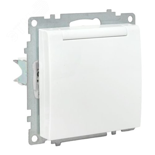 Валенсия Механизм розетки 1-местной с/з 16А белая с крышкой и защ. штор. IP44 EKF - фото 2