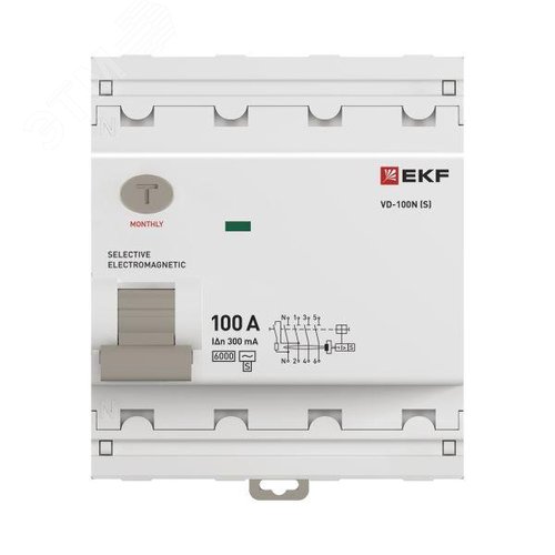Выключатель дифференциального тока (ВД) четырехполюсный 4P 100А 300mA (AC) эл-мех ВД-100N E1046MS100300 PROXIMA EKF - фото 4