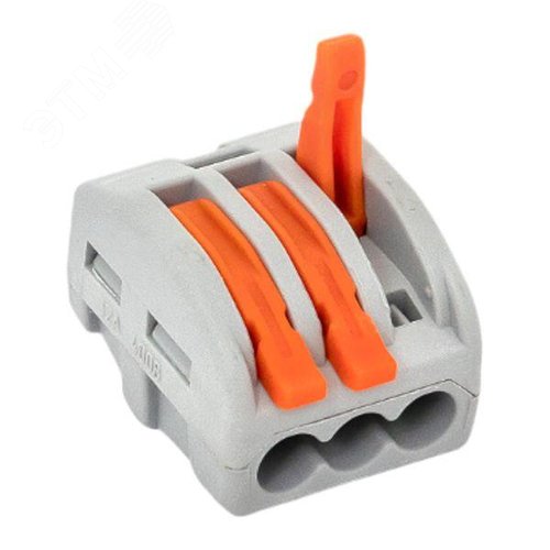 Клемма СМК 222-413 с рычагом 3 отверстия 0,08-2,5(4,0) мм2 EKF - фото 2