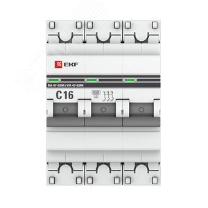 Автоматический выключатель 3P 16А (C) 6кА ВА 47-63M c электромагнитным расцепителем PROxima mcb4763m-6-3-16C-pro EKF - 3