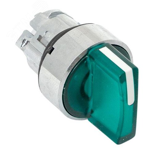 Исполнительный механизм переключателя SB4 зеленый на 2 положения возвратный без фиксации, с подсветкой с короткой ручкой IP65 - фото 8