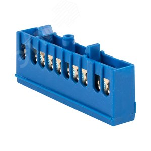 Шина 0 N (6х9мм) 10 отверстий латунь синий изолированный корпус на DIN-рейку PROxima - фото 1