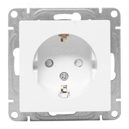Эпика Механизм розетки 16А с заземлением со шторками белый EKF - фото 2