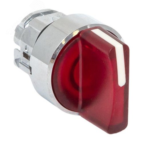 Механизм переключателя исполнительный XB4 красный на 3 положения возвратный без фиксации с подсветкой с короткой ручкой PROxima - фото 1