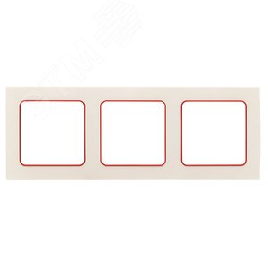 Стокгольм Рамка 3-местная белая с линией цвета красный