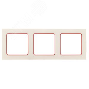 Стокгольм Рамка 3-местная белая с линией цвета красный - фото 1