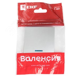 Валенсия лицевая панель выключателя 1-кл. с индикатором 10А сталь - фото 2