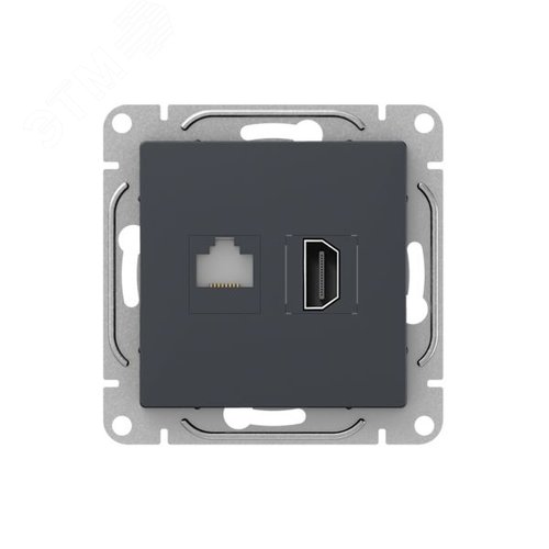 Механизм розетки HDMI+RJ45 (cat5)  графит Эпика EKF - фото 1