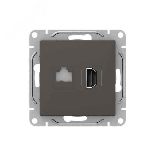 Механизм розетки HDMI+RJ45 (cat5)  мокко Эпика EKF - фото 1