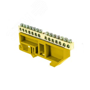 Шина 0 N (6х9мм) 14 отверстий латунь желтый изолятор на DIN-рейку PROxima