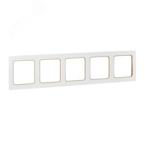 Стокгольм Рамка 5-местная белая с линией цвета шампань EKF - фото 1