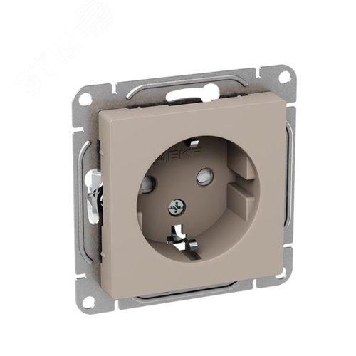 Механизм розетки  16А  с заземлением  со шторками  кремовый Эпика EKF - фото 2