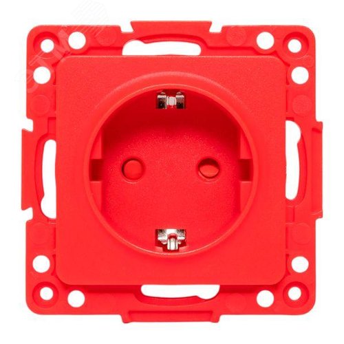 Стокгольм Механизм Розетки 1-местной с/з 16А винтовые клеммы красный с защ. штор. EKF - фото 2
