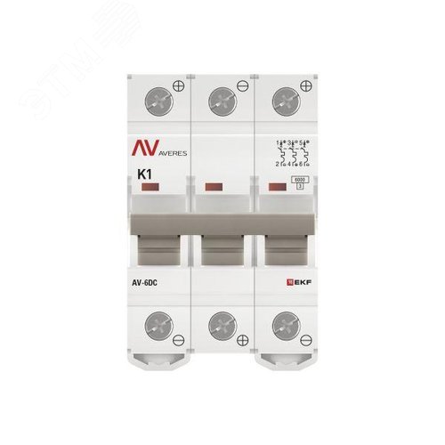 Выключатель автоматический AV-6 DC 3P 1A (K) 6kA AVERES - фото 4