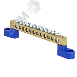 Шина нулевая 63.12 (2 изолятора стойка) латунь - фото 2