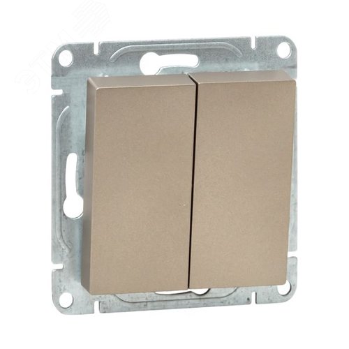 Механизм выключателя. двухклавишный. перекрёстный. шампань Эпика EKF - фото 1