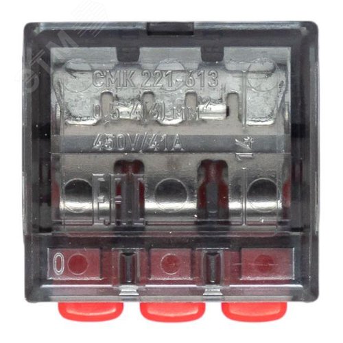 Строительно-монтажная клемма СМК 221-613 с рычагом 3 отверстия 0.5-4.0(6) мм2 EKF PROxima - фото 6