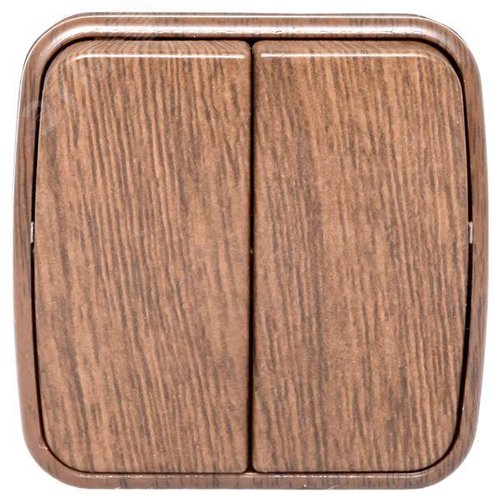 Выключатель 2-клавишный ОП Минск 10А темное дерево - фото 2