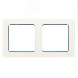 Стокгольм Рамка 2-местная белая с линией цвета синий - фото 1