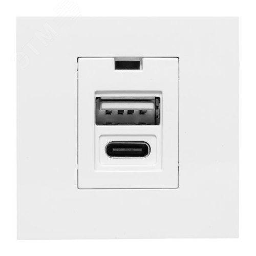 Розетка USB A+C, 2.1А, 2 гнезда, без индикатора, белая EKF - фото 2