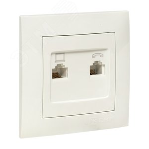Валенсия розетка RJ-45+RJ11 2-местная белая - фото 4